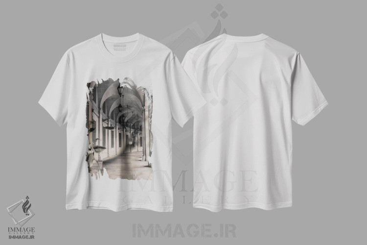 تیشرت طرح دار دختر زیرقوس، عکاسی سیاه و سفید اثر تاتیانا آم رِین | immage.ir