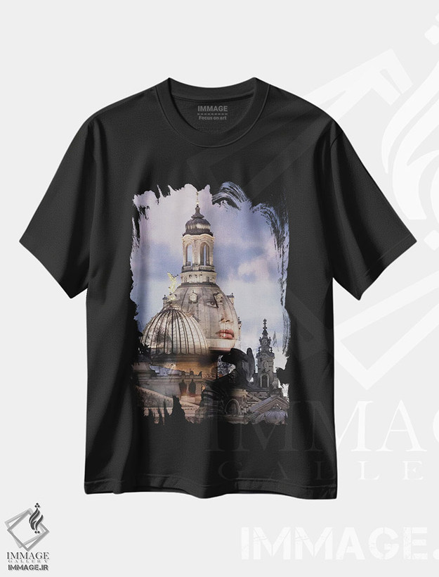 تیشرت طرح دار نوستالژی، عکاسی دو نوردهی اثر تاتیانا آم رِین | فروشگاه ایماژ