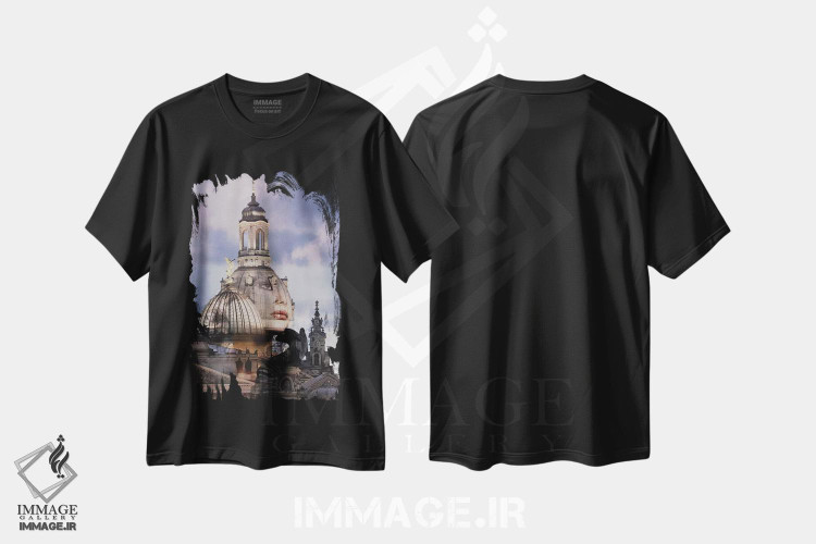 تیشرت طرح دار نوستالژی، عکاسی دو نوردهی اثر تاتیانا آم رِین | فروشگاه ایماژ