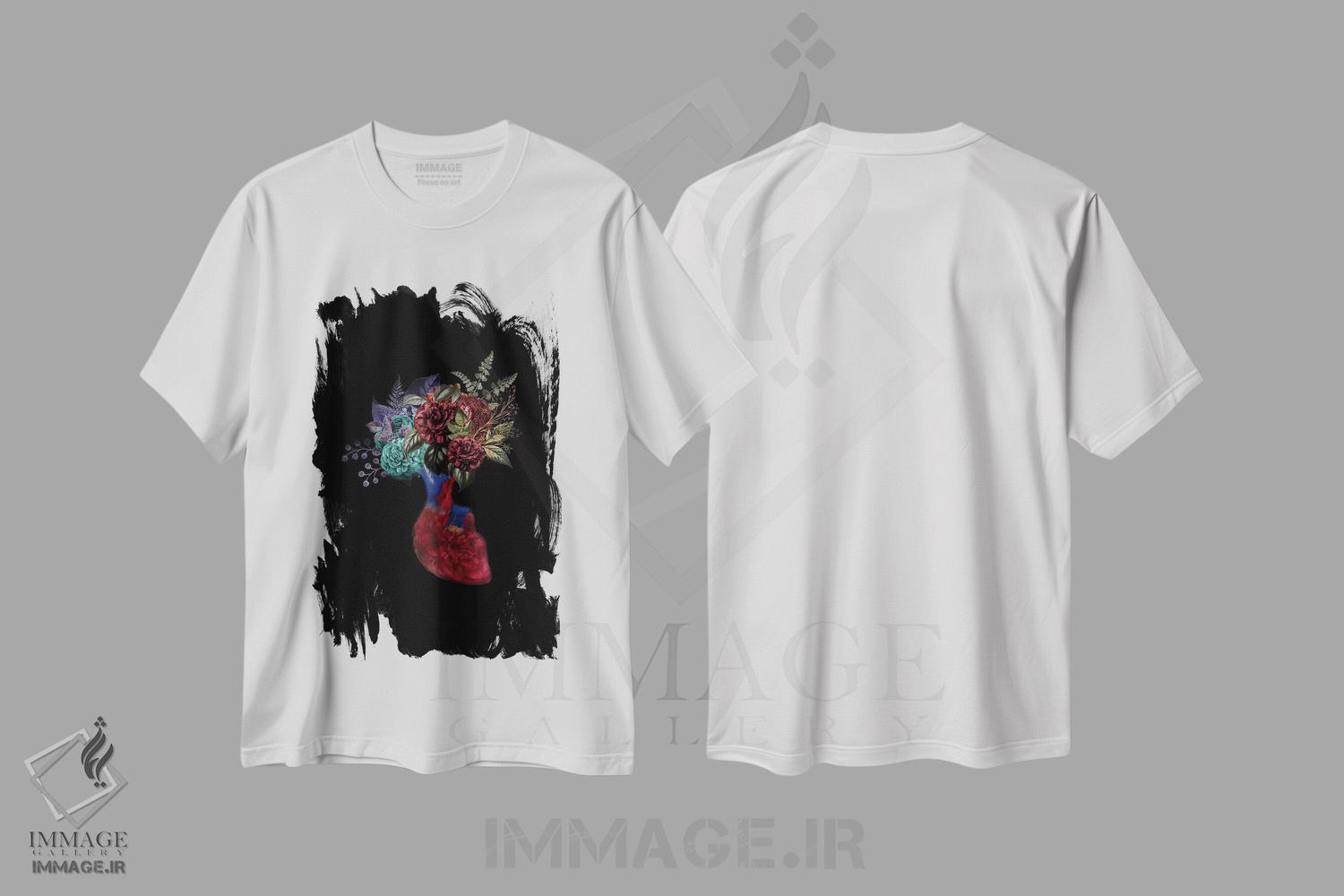 تیشرت طرح دار گل قلبی اثر تاتیانا آم رِین | immage.ir
