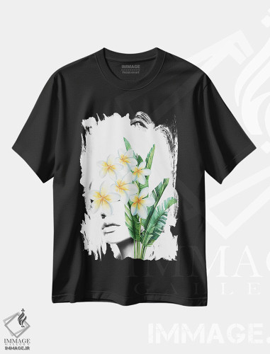 تیشرت طرح دار بانوی فرانجیپانی، مدیوم اثر تاتیانا آم رِین | فروشگاه ایماژ