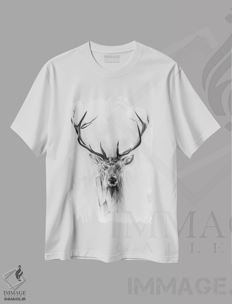 تیشرت طرح دار گوزن قرمز، هنر دیجیتال اثر الکسیس مارکو | immage.ir