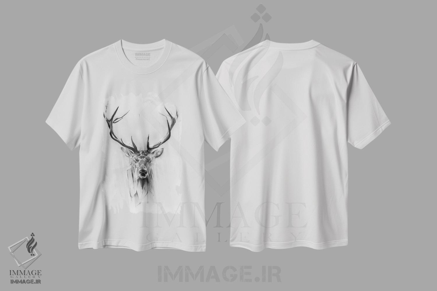 تیشرت طرح دار گوزن قرمز، هنر دیجیتال اثر الکسیس مارکو | immage.ir