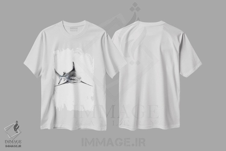 تیشرت طرح دار کوسه II، هنر تزئینی سیاه و سفید اثر الکسیس مارکو | immage.ir