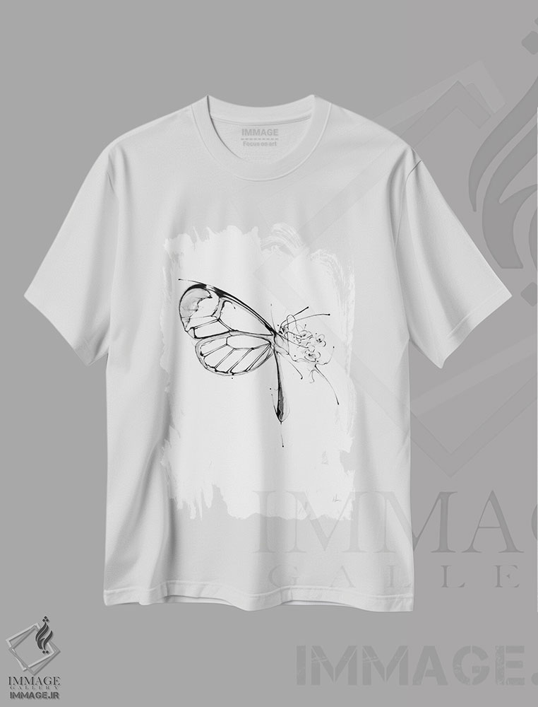 تیشرت طرح دار سوخت پروانه ای، هنر تزئینی سیاه و سفید اثر الکسیس مارکو | immage.ir