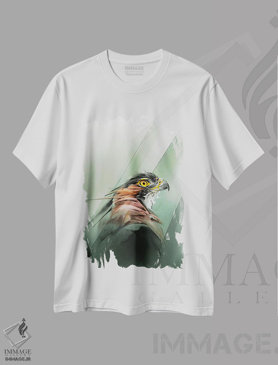 تیشرت طرح دار عقاب در طبیعت نسخهٔ سبز، هنر فاخر معاصر اثر الکسیس مارکو | immage.ir