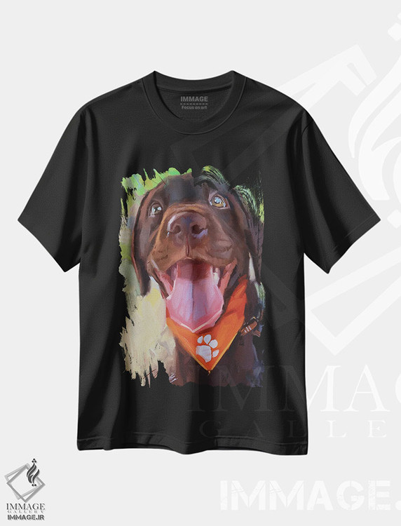تیشرت طرح دار پرترهٔ لابرادور شکلاتی، دکور معاصر اثر الکس مووچون | فروشگاه ایماژ