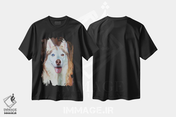 تیشرت طرح دار پرترهٔ هاسکی، دکور معاصر اثر الکس مووچون | فروشگاه ایماژ