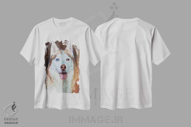 تیشرت طرح دار پرترهٔ هاسکی، دکور معاصر اثر الکس مووچون | immage.ir