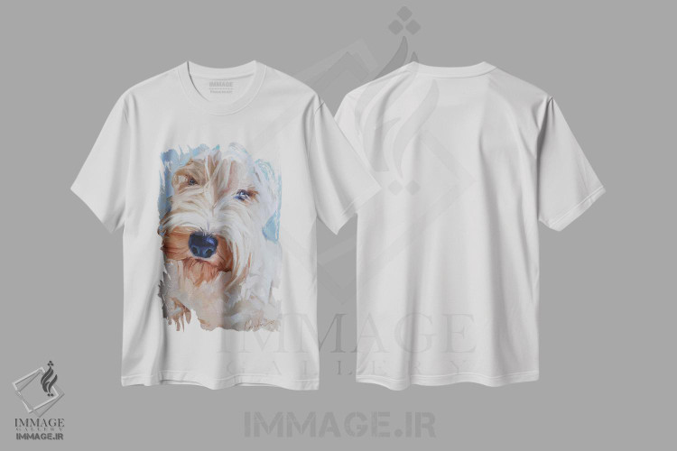 تیشرت طرح دار پرترهٔ سگ سفید، دکور معاصر اثر الکس مووچون | immage.ir