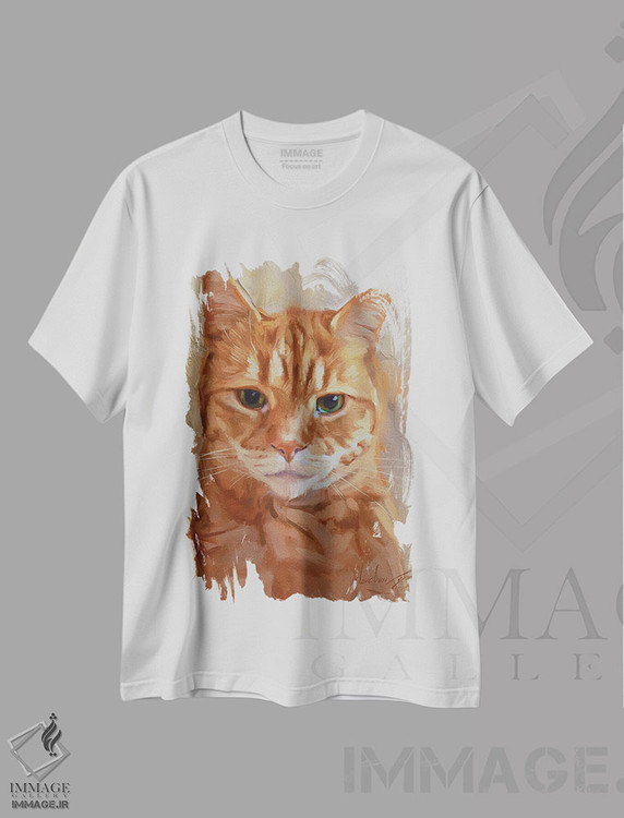 تیشرت طرح دار پرترهٔ گربهٔ قرمز، دکور معاصر اثر الکس مووچون | immage.ir