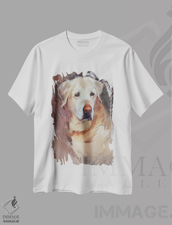 تیشرت طرح دار لابرادور زرد، هنر فاخر معاصر اثر الکس مووچون | immage.ir