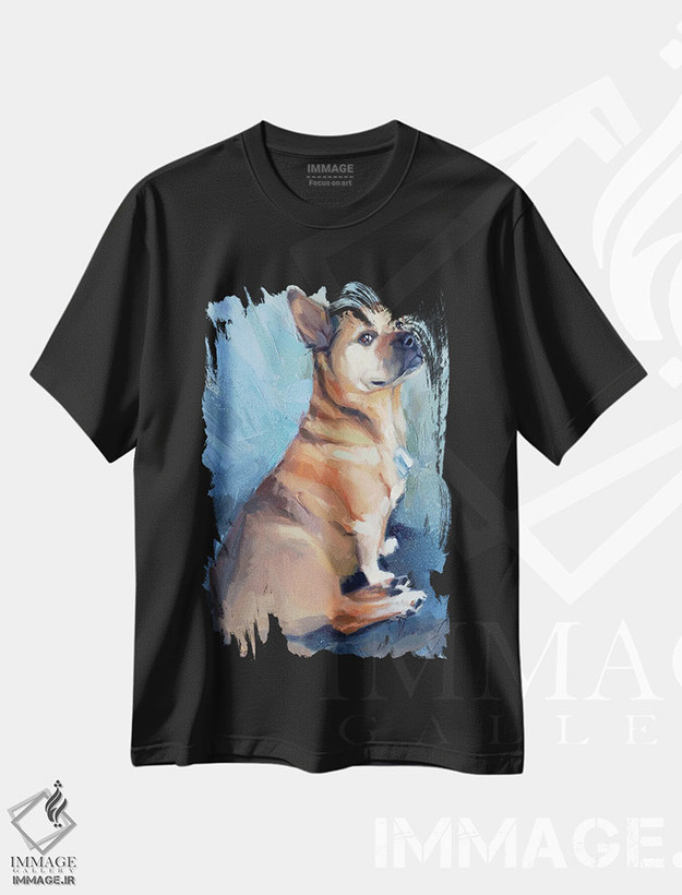 تیشرت طرح دار یک سگ کوچک مغرور، هنر فاخر معاصر اثر الکس مووچون | فروشگاه ایماژ