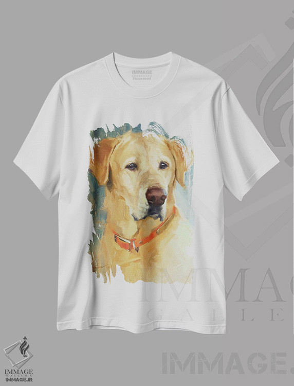 تیشرت طرح دار لابرادور زرد، مدیوم اثر الکس مووچون | immage.ir