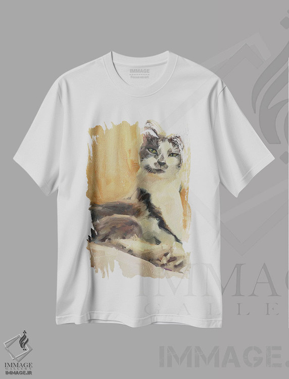 تیشرت طرح دار گربهٔ مهربان، هنر فاخر معاصر اثر الکس مووچون | immage.ir