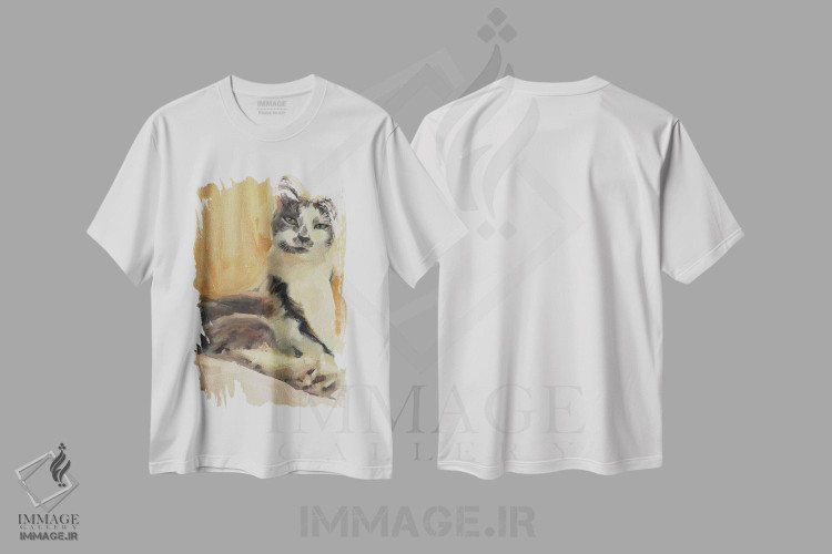 تیشرت طرح دار گربهٔ مهربان، هنر فاخر معاصر اثر الکس مووچون | immage.ir