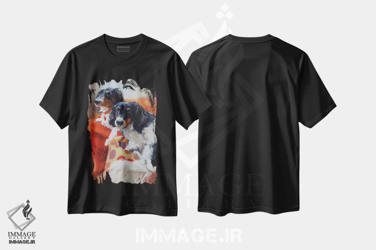 تیشرت طرح دار دو داشهوند، هنر فاخر معاصر اثر الکس مووچون | فروشگاه ایماژ