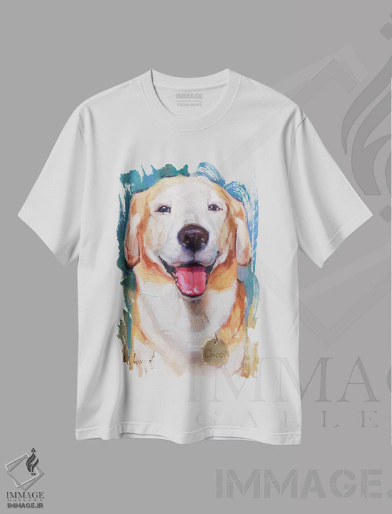 تیشرت طرح دار لابرادور شاد، هنر فاخر معاصر اثر الکس مووچون | immage.ir