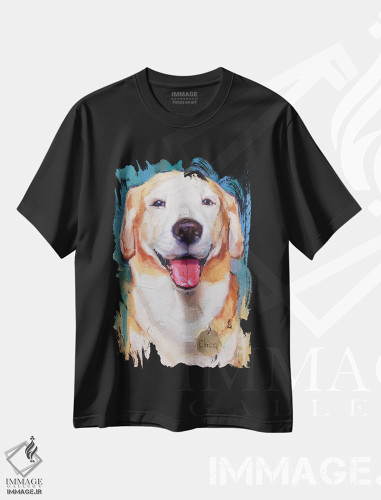 تیشرت طرح دار لابرادور شاد، هنر فاخر معاصر اثر الکس مووچون | فروشگاه ایماژ