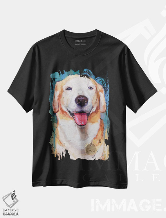 تیشرت طرح دار لابرادور شاد، هنر فاخر معاصر اثر الکس مووچون | فروشگاه ایماژ