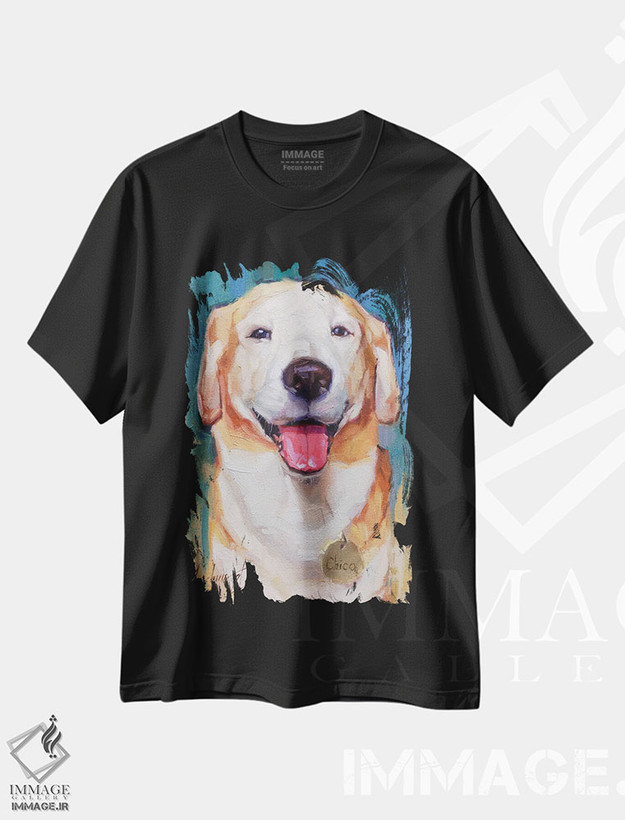 تیشرت طرح دار لابرادور شاد، هنر فاخر معاصر اثر الکس مووچون | فروشگاه ایماژ