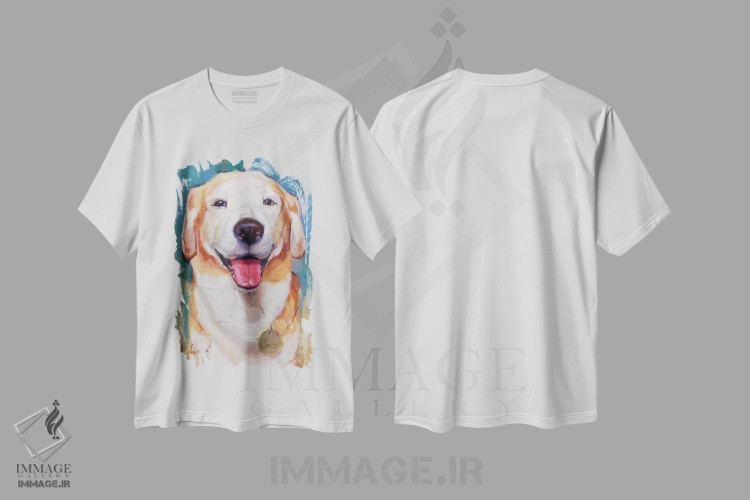 تیشرت طرح دار لابرادور شاد، هنر فاخر معاصر اثر الکس مووچون | immage.ir