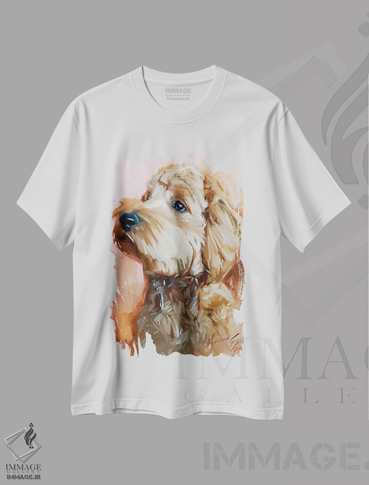 تیشرت طرح دار پودل خاکستری، هنر فاخر معاصر اثر الکس مووچون | immage.ir