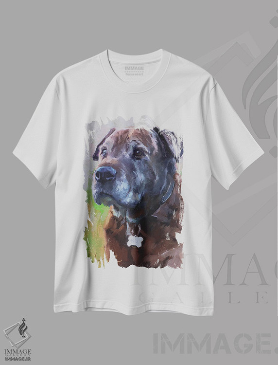 تیشرت طرح دار سگ قهوه ای، هنر فاخر معاصر اثر الکس مووچون | immage.ir