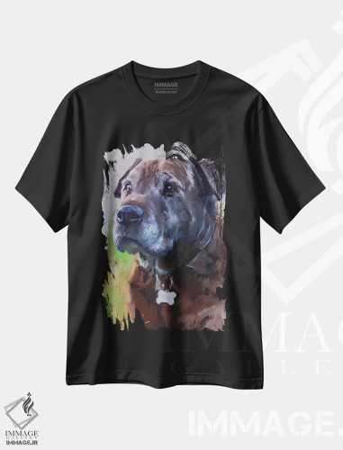 تیشرت طرح دار سگ قهوه ای، هنر فاخر معاصر اثر الکس مووچون | فروشگاه ایماژ