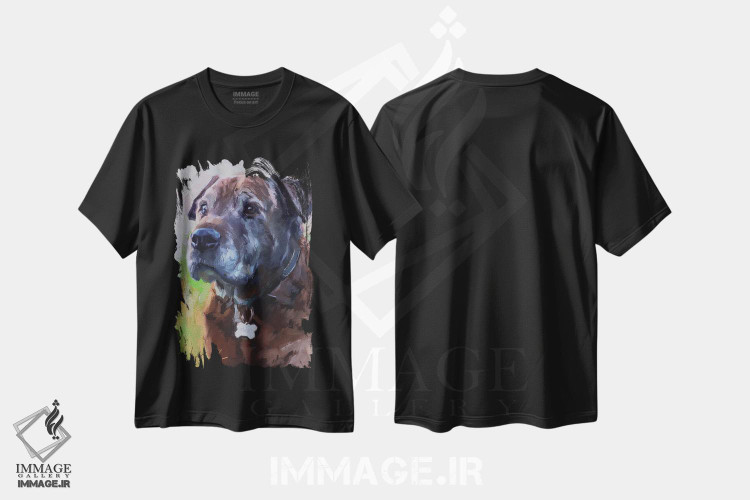 تیشرت طرح دار سگ قهوه ای، هنر فاخر معاصر اثر الکس مووچون | فروشگاه ایماژ
