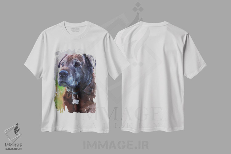 تیشرت طرح دار سگ قهوه ای، هنر فاخر معاصر اثر الکس مووچون | immage.ir