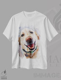 تیشرت طرح دار سگ سفید شاد، هنر فاخر معاصر اثر الکس مووچون | immage.ir