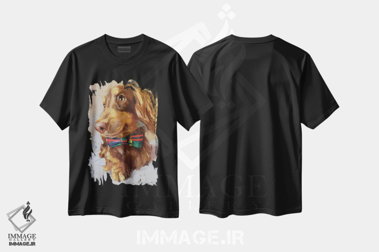تیشرت طرح دار داش هوند کوچک، هنر فاخر معاصر اثر الکس مووچون | فروشگاه ایماژ