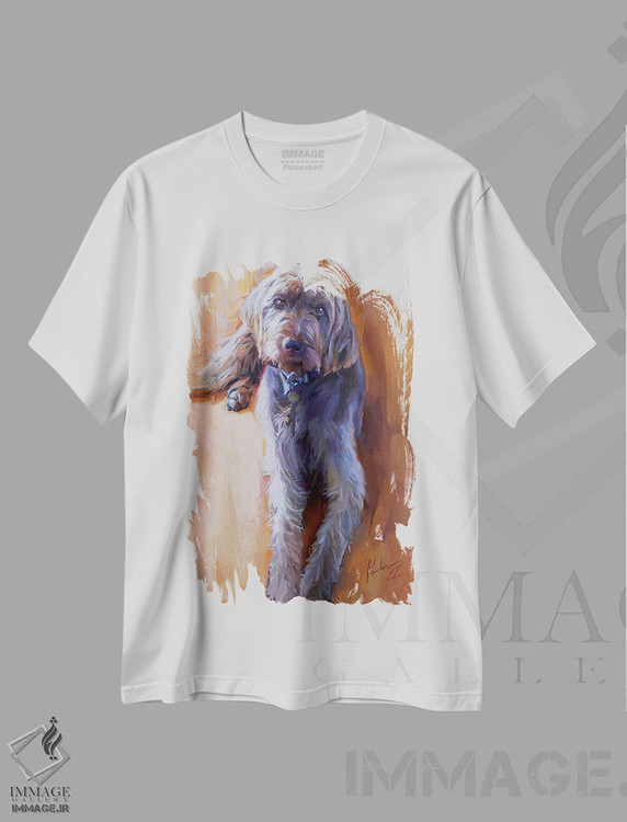 تیشرت طرح دار تابلوی نقاشی سگ، هنر فاخر معاصر اثر الکس مووچون | immage.ir