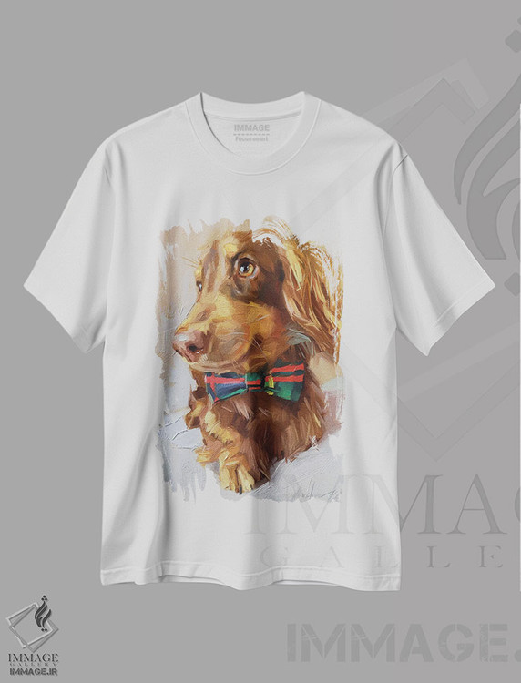 تیشرت طرح دار داش هوند کوچک، هنر فاخر معاصر اثر الکس مووچون | immage.ir