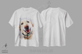 تیشرت طرح دار سگ سفید شاد، هنر فاخر معاصر اثر الکس مووچون | immage.ir