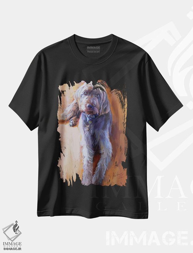 تیشرت طرح دار تابلوی نقاشی سگ، هنر فاخر معاصر اثر الکس مووچون | فروشگاه ایماژ