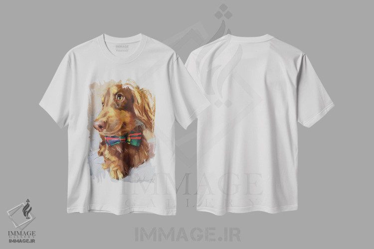 تیشرت طرح دار داش هوند کوچک، هنر فاخر معاصر اثر الکس مووچون | immage.ir