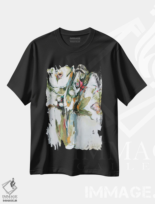 تیشرت طرح دار شکوفه دادن در نوامبر، آبستره اثر آنجلا ماریـتز | فروشگاه ایماژ
