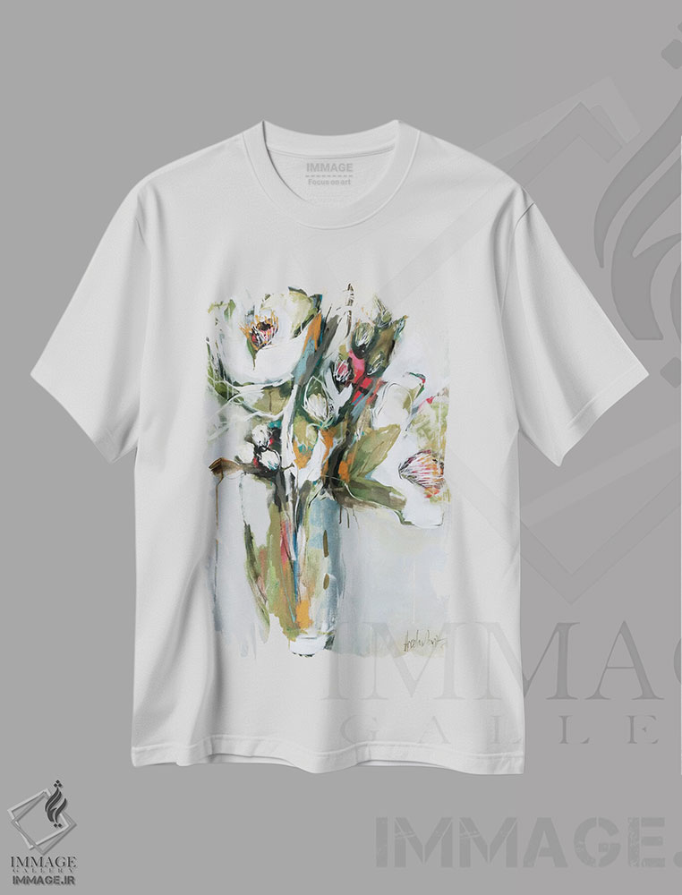 تیشرت طرح دار شکوفه دادن در نوامبر، آبستره اثر آنجلا ماریـتز | immage.ir