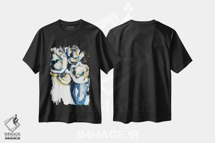 تیشرت طرح دار شکوفه ها در کف دریا، آبستره اثر آنجلا ماریـتز | فروشگاه ایماژ