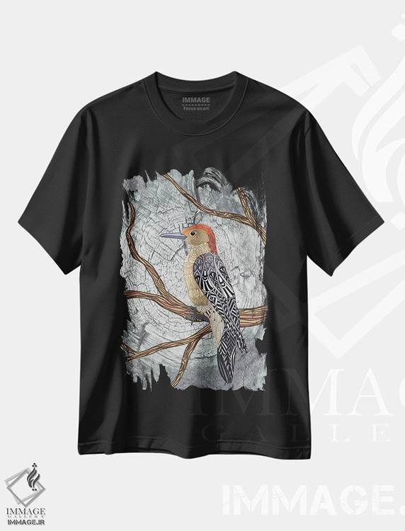 تیشرت طرح دار دارکوب، هنر دیجیتال اثر آنجلیکا پارکر | فروشگاه ایماژ