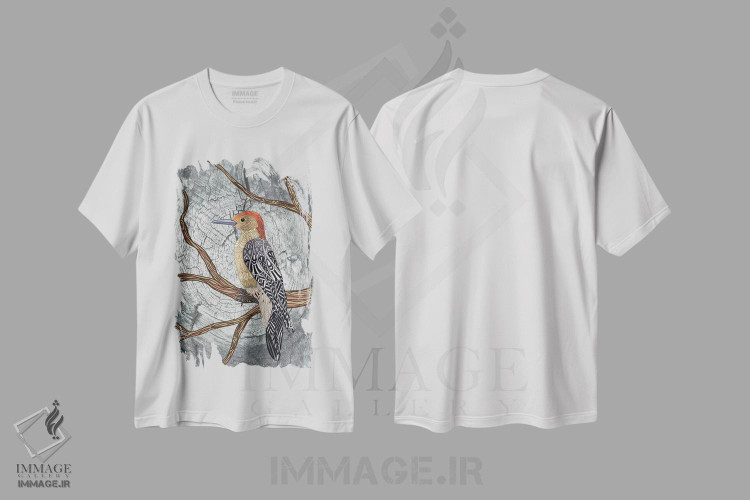 تیشرت طرح دار دارکوب، هنر دیجیتال اثر آنجلیکا پارکر | immage.ir