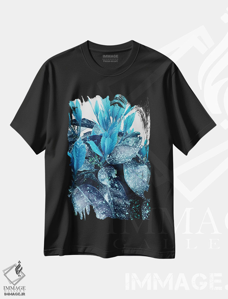 تیشرت طرح دار خلق آبی، دکور معاصر اثر آنجلیکا پارکر | فروشگاه ایماژ
