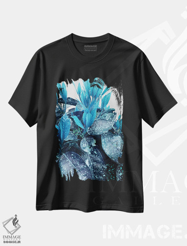 تیشرت طرح دار خلق آبی، دکور معاصر اثر آنجلیکا پارکر | فروشگاه ایماژ