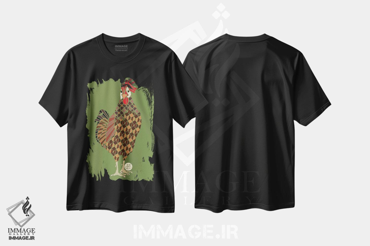 تیشرت طرح دار مرغ، دکور معاصر اثر آنجلیکا پارکر | فروشگاه ایماژ