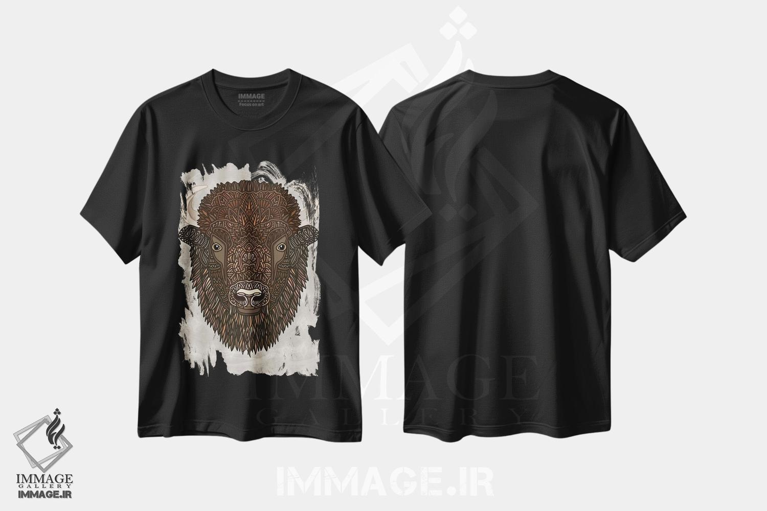 تیشرت طرح دار بوفالو، تزئینی اثر آنجلیکا پارکر | فروشگاه ایماژ