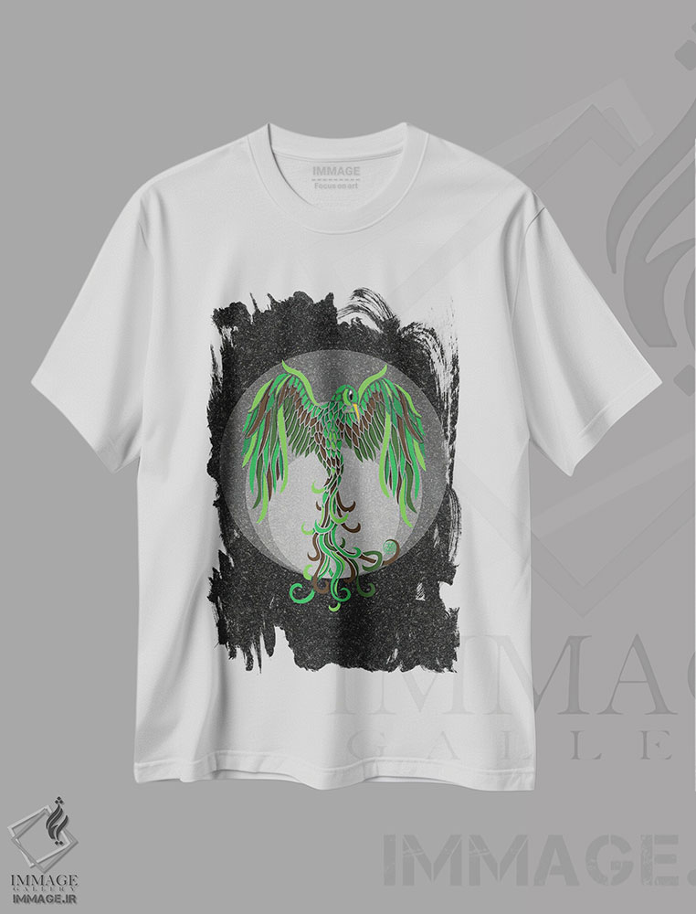 تیشرت طرح دار ققنوس زمینی، هنر دیجیتال اثر آنجلیکا پارکر | immage.ir