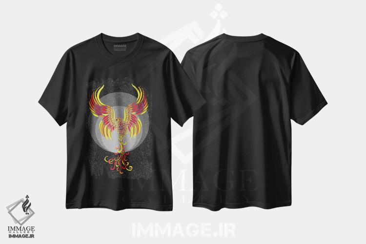 تیشرت طرح دار ققنوس آتشین، هنر دیجیتال اثر آنجلیکا پارکر | فروشگاه ایماژ