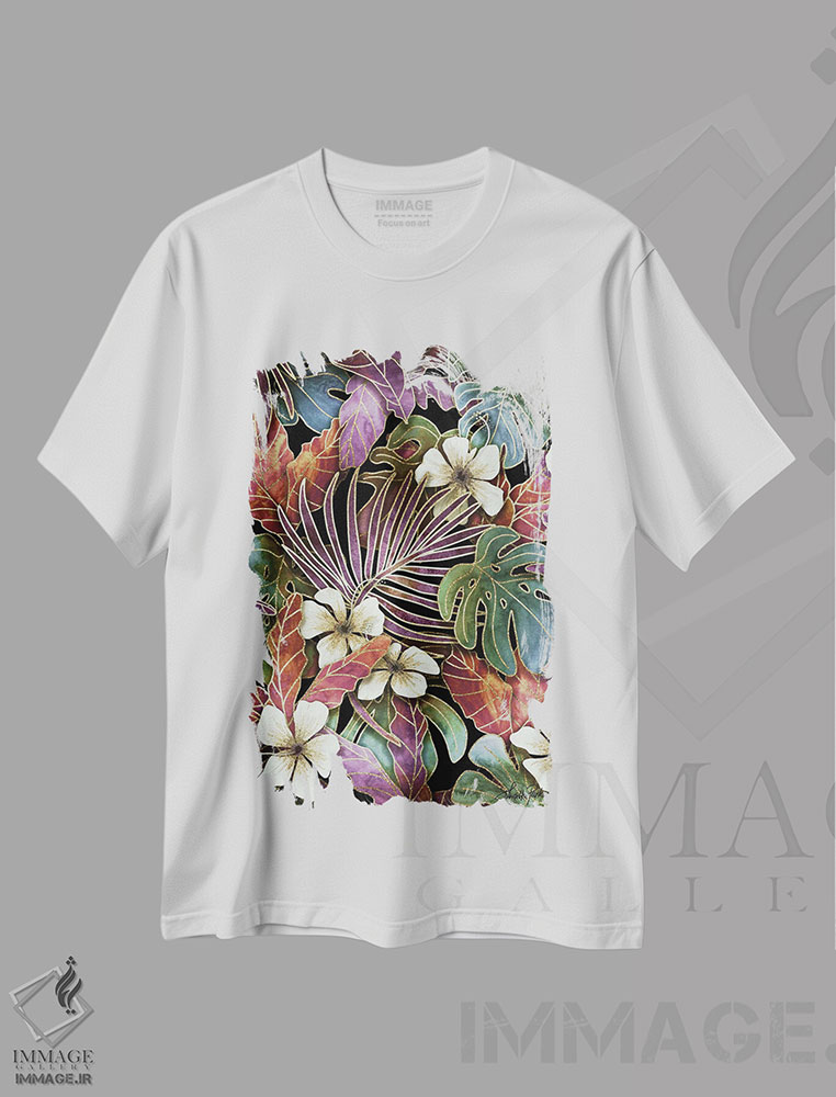تیشرت طرح دار باغ مرموز گرمسیری، تزئینی اثر آنجلیکا پارکر | immage.ir